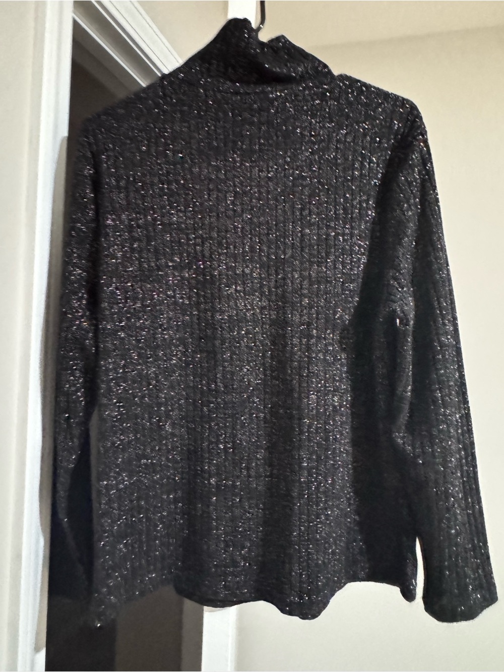 SHEIN Black Sparkle Ribbed Turtleneck Sweater